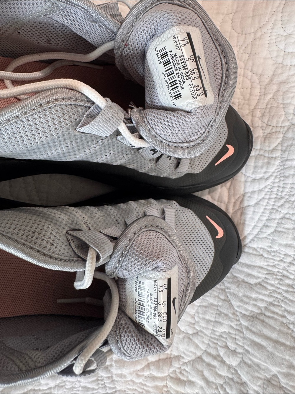 Nike Women's Grey and Black Sneakers with Pink Swoosh - Picture 8 of 10